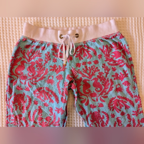 Lilly Pulitzer Linen Beach Resort Pants Shorely Blue Don't Be Shelfish Size XL - Picture 7 of 15